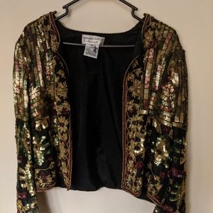 Vintage Sequined Cropped Jacket